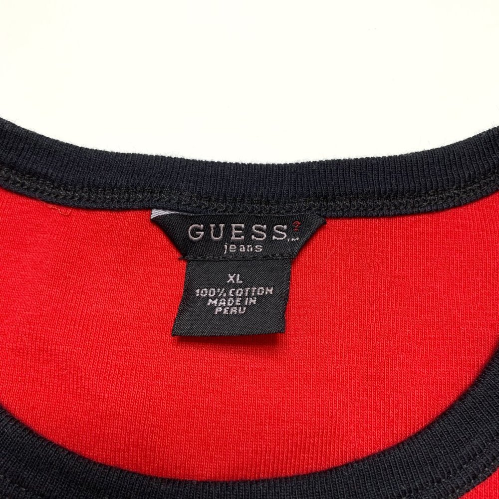 Vintage 90s Y2K Guess Red Long Sleeve Logo Top - Picture 5 of 8